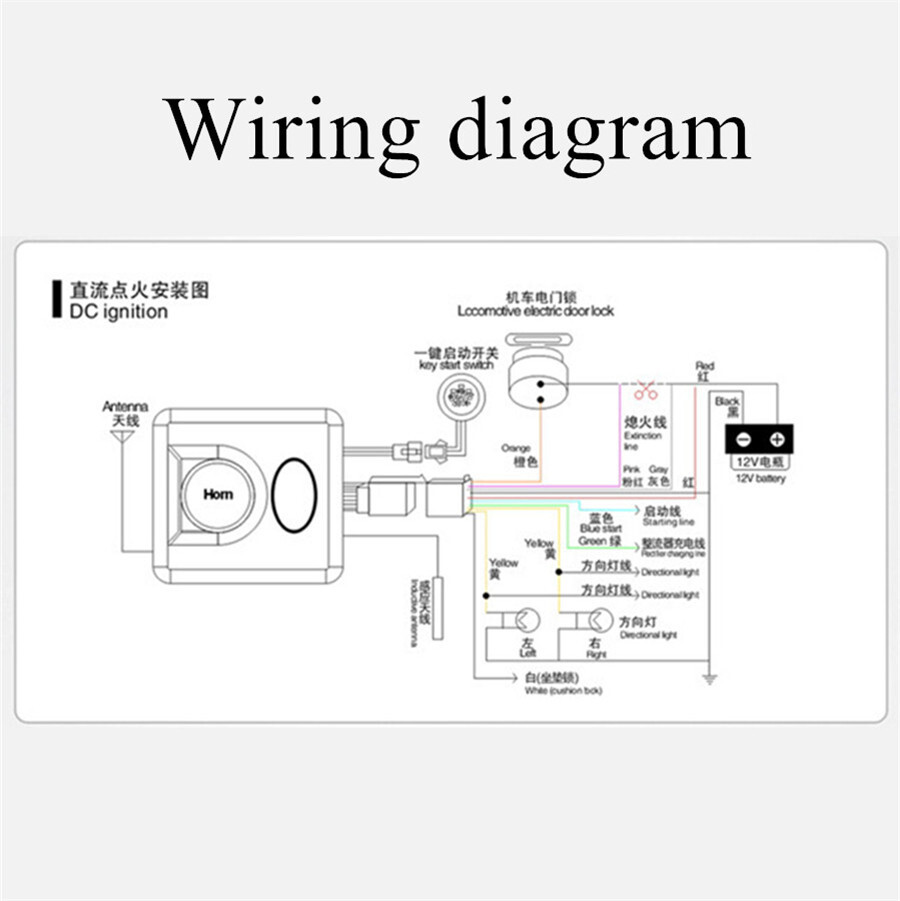One-button Start Motorcycle Engine Ignition Switch Antitheft Alarm Keyless Entry