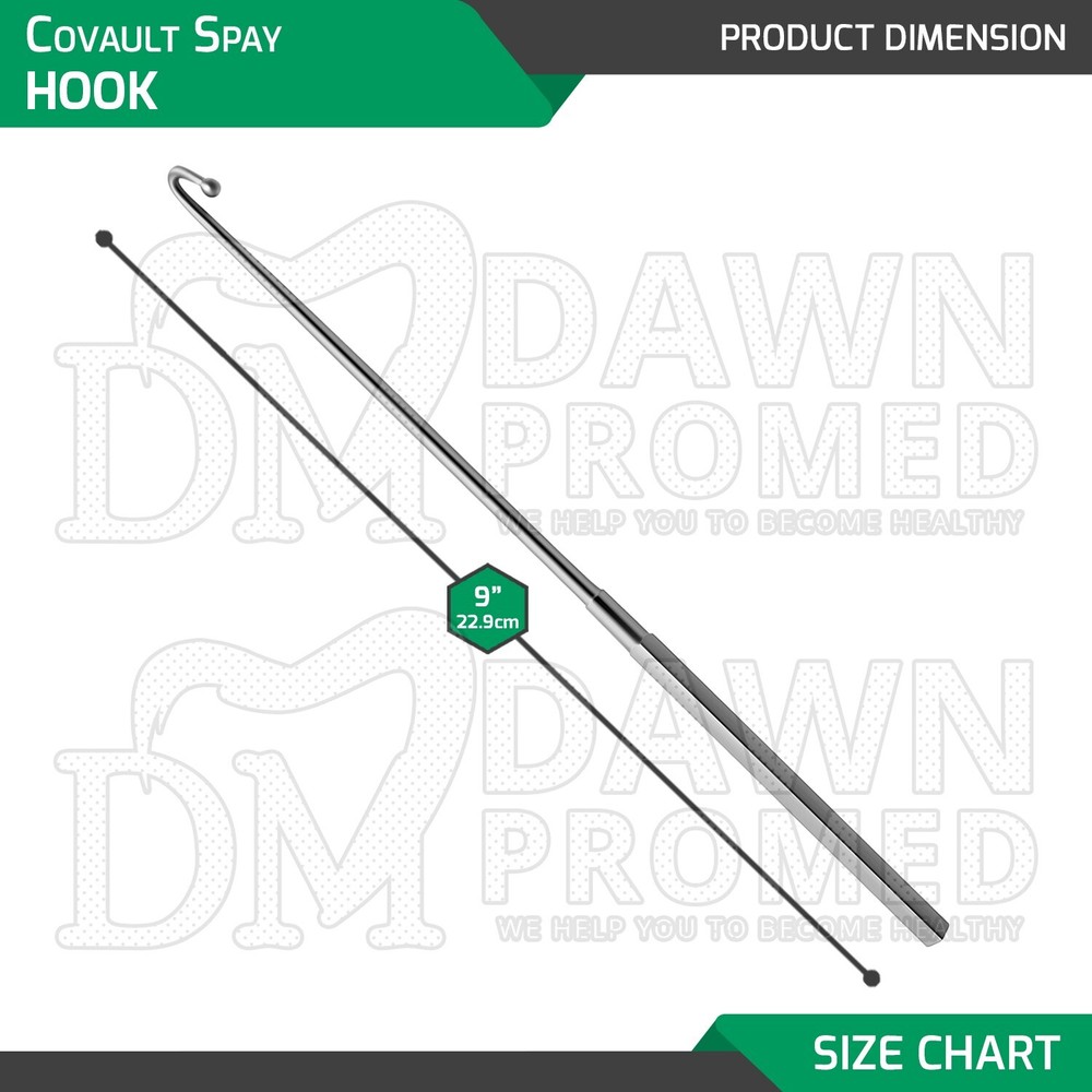 Covault Spay Hook 9″ W/Curved Probe Tip Veterinary General Surgery Instruments