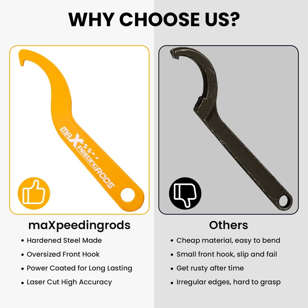 2 PCS Universal C Spanner Hook Wrench Set Coilover Spring Tool Steel Yellow