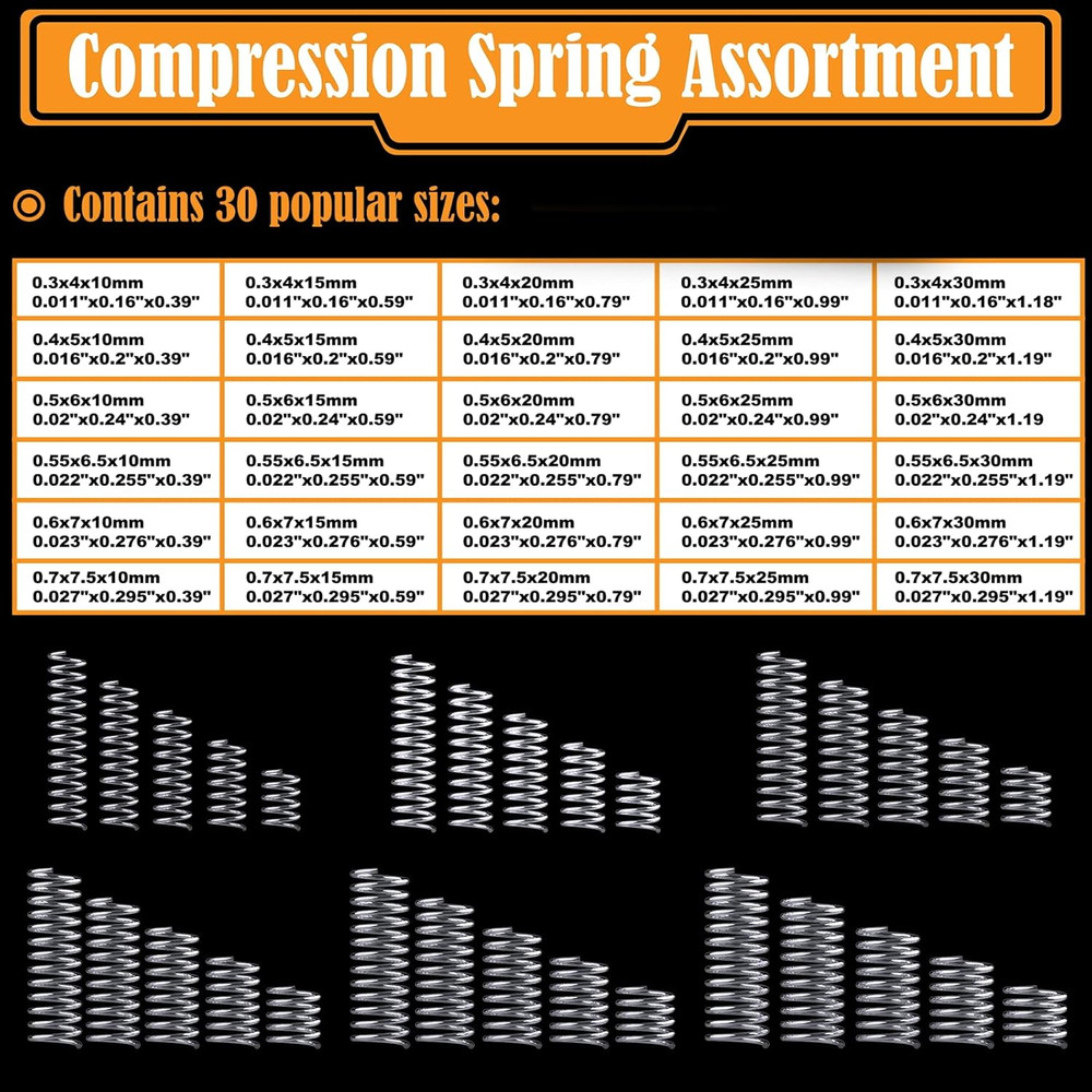 300-Pc Compression Spring Kit – 30 Sizes for Home & Shop Repairs