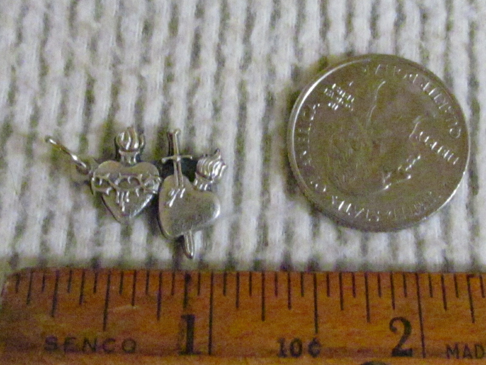 Sacred Immaculate Heart of Jesus Mary double Medal charm pendant Silver Tone