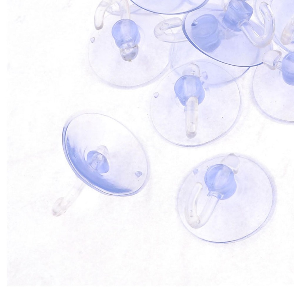 12 Pcs 40mm Clear Blue Plastic Suction Cup Hooking Hanger