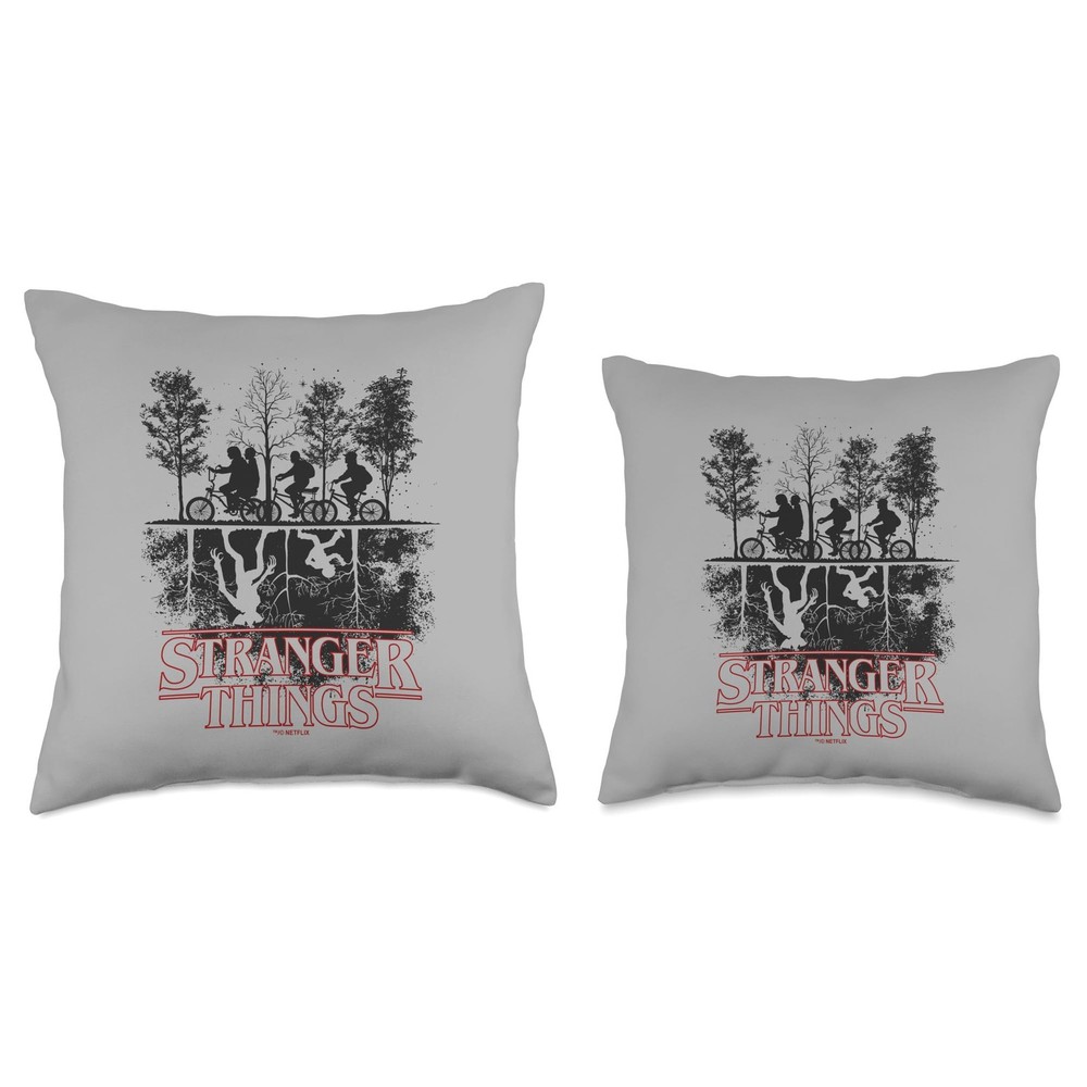 Stranger Things Upside Down Hawkins Ride Logo Throw Pillow