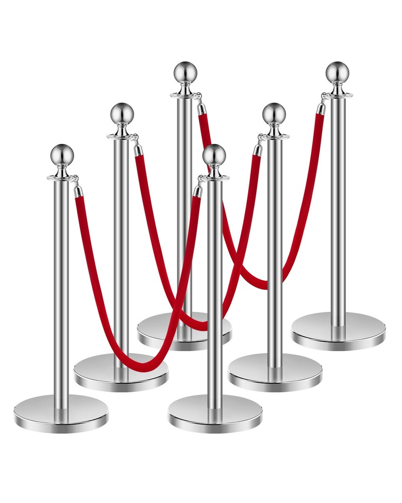 VEVOR 6Pcs Stanchion Posts Crowd Control Queue Barrier Sand Injection Base