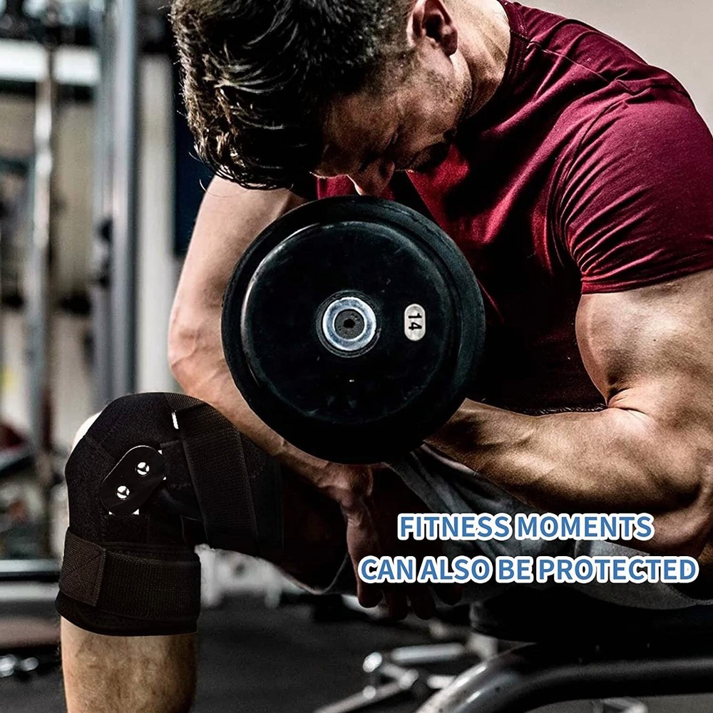 Knee Brace Hinged Compression Sleeve Joint Support Open Patella Stabilizer Wrap