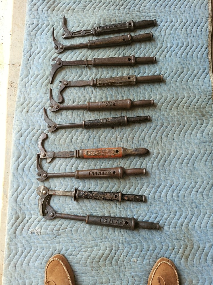 Collection of 5 different antique nail pullers