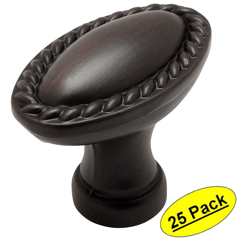 *25 Pack* Cosmas Cabinet Hardware Oil Rubbed Bronze Oval Knobs #4116ORB
