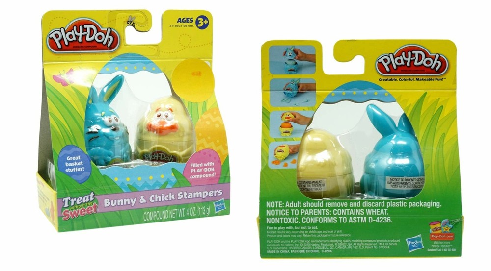 Play Doh Bunny/Chick Bundle(4 Stamper,Scissors,Roller)Easter Basket Party Favor