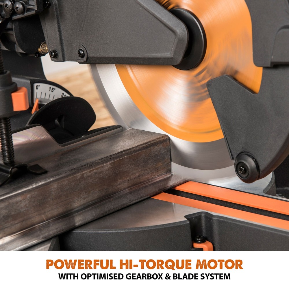 Evolution R255SMS+: Single Bevel Sliding Miter Saw With 10 in. Multi-Material Cu