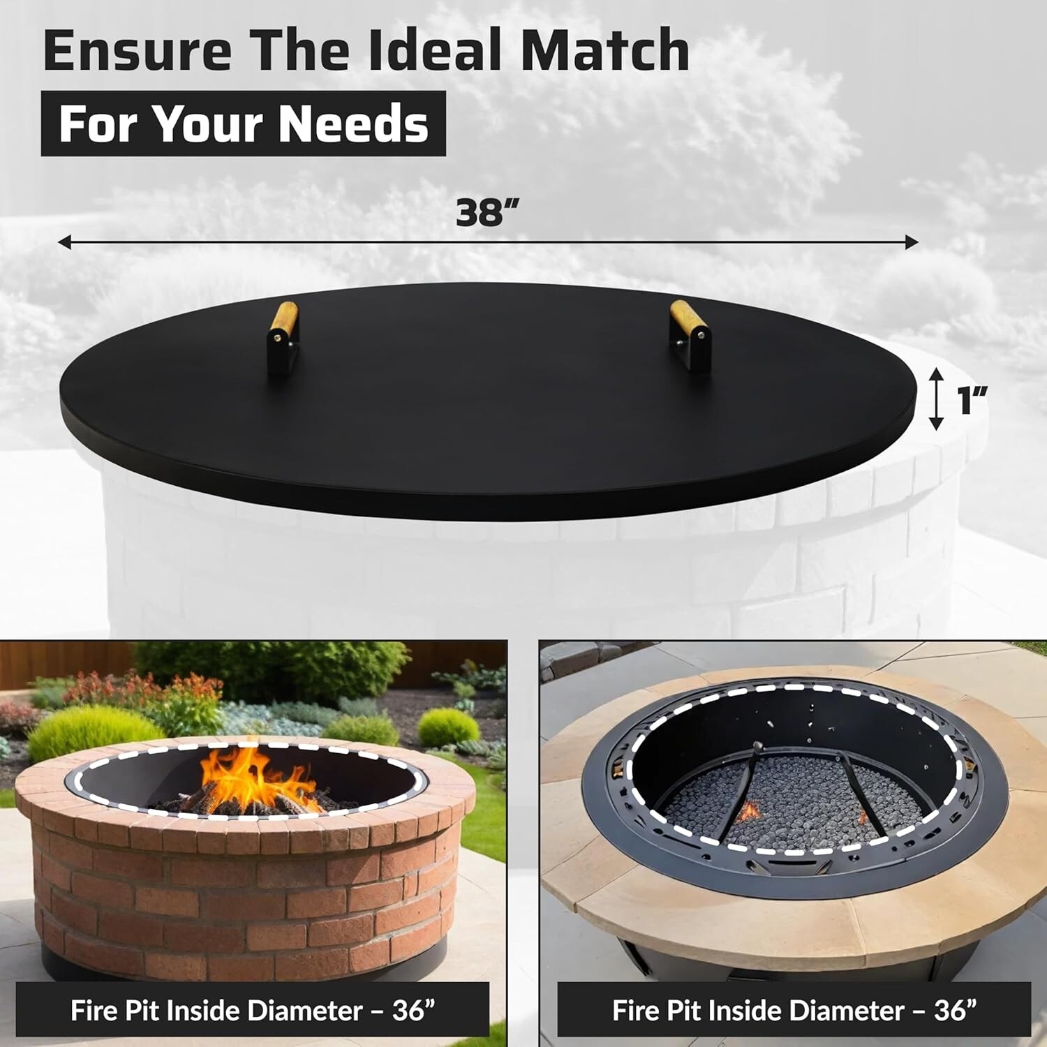 FEBTECH Fire Pit Shield 38 Inch - Compatible with Fire Pits Diameter Up to 36"