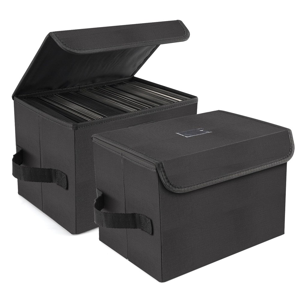 7inch Vinyl Record Storage Box Nylon Foldable And Stackable Set Of 2 Vinyl Lp St
