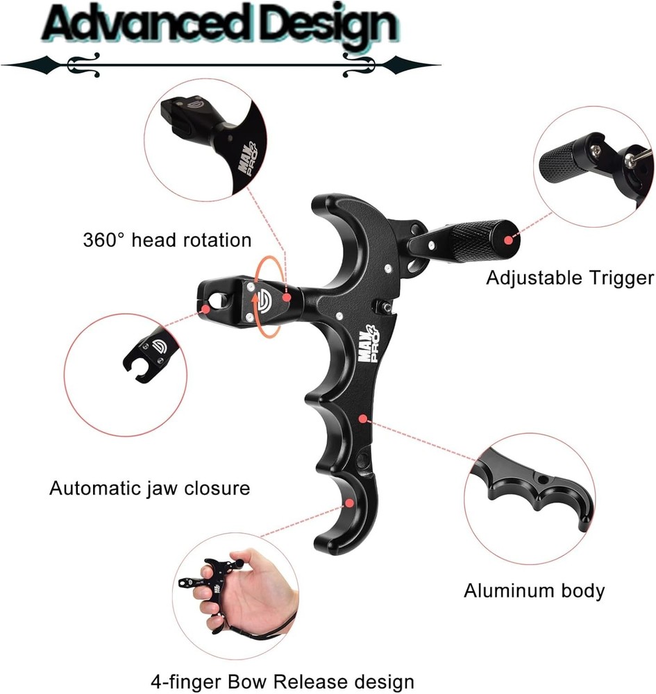 Bow Release Archery Release 360° Rotatable Thumb Release for Compound Bow