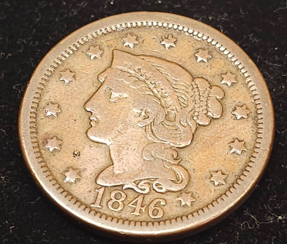 1846 Large Cent, Tall Date , Very Fine
