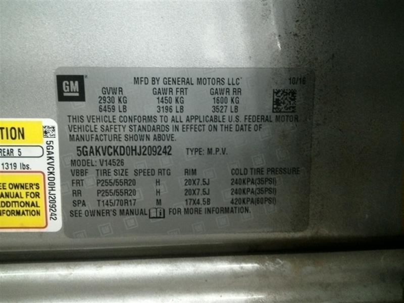 ENCLAVE 2017 Keys/Latches/Locks 104685237