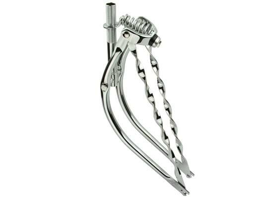 26 BENT SPRING FORK 1 INCH W/TWISTED BARS CHROME.