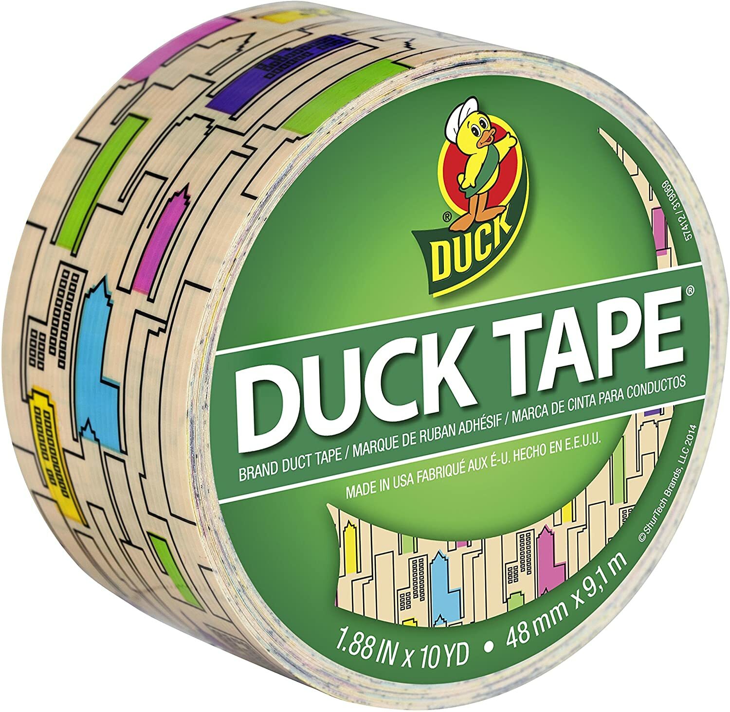 Duck Brand Printed Duct Tape City Skyline Pattern Design, 10 yd Roll