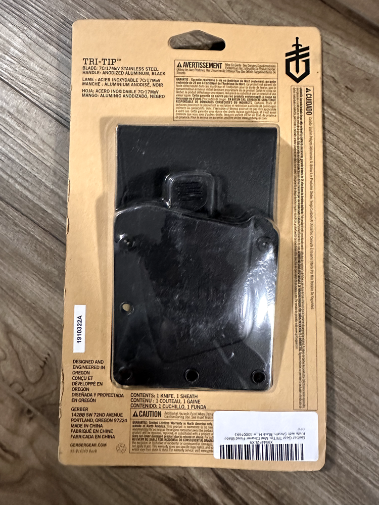 Gerber Tri-Tip Mini Cleaver Fixed Blade Knife with Sheath | Black | NEW!