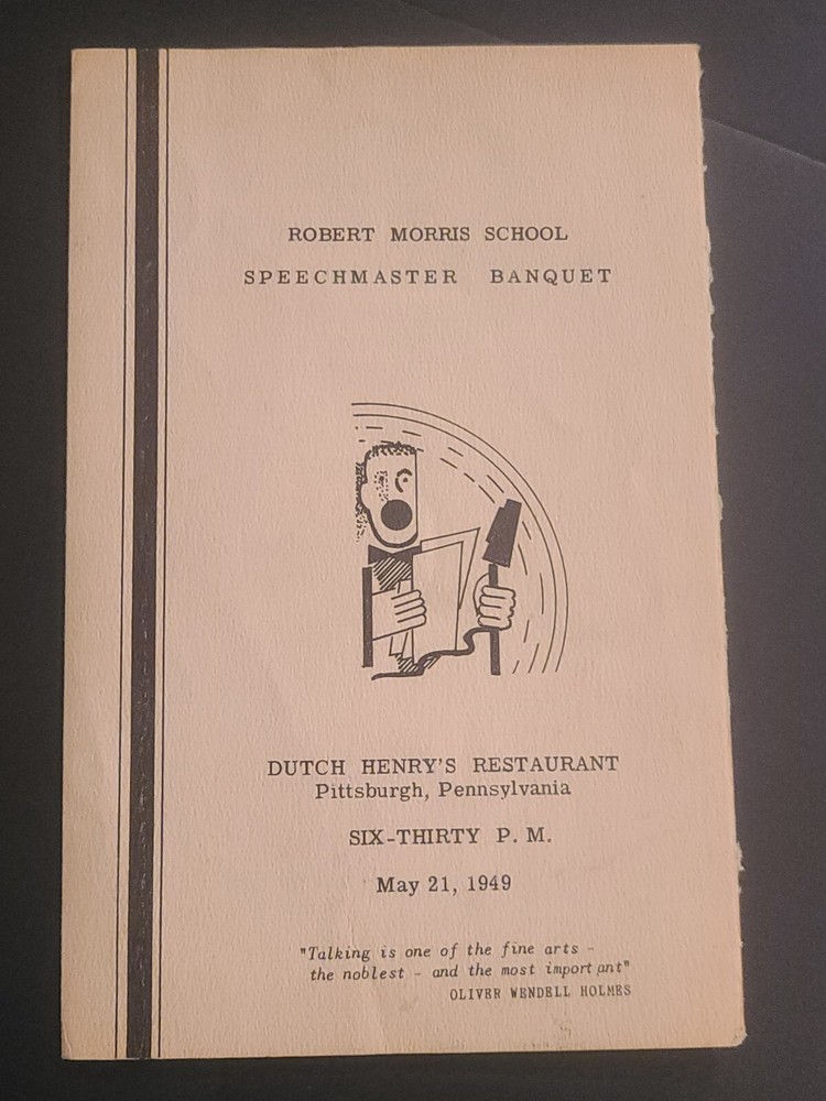 Robert Morris High School PA Speechmasters Banquet Program Dutch Henry's