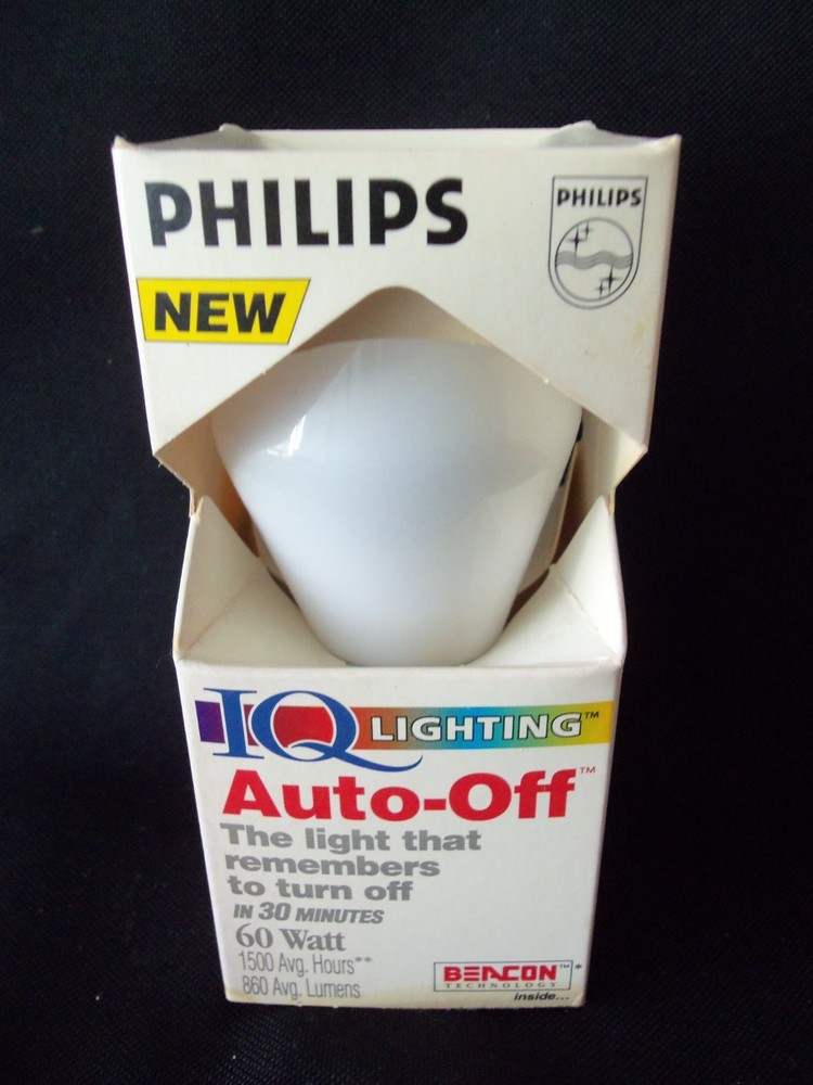 Philips IQ Lighting Auto Off 60 Watt Bulb!  NOS!