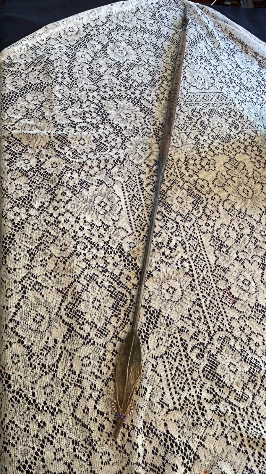 Unique hand carved African wooden SPEAR from Kenya Africa 4 pieces 48 in long