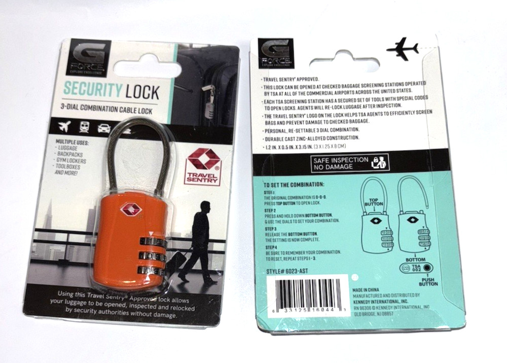 G FORCE Security Lock TSA Luggage Cable Lock Flexible Cable Fastener - 2 packs