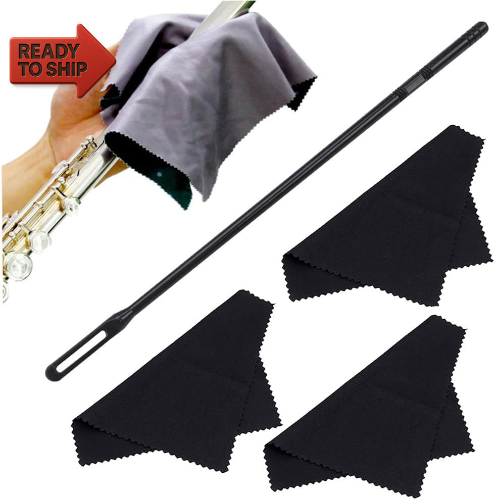 Flute Cleaning Rod with 3Pcs Cleaning Swabs Flute Cleaning Kit Flute Cleaner Fl