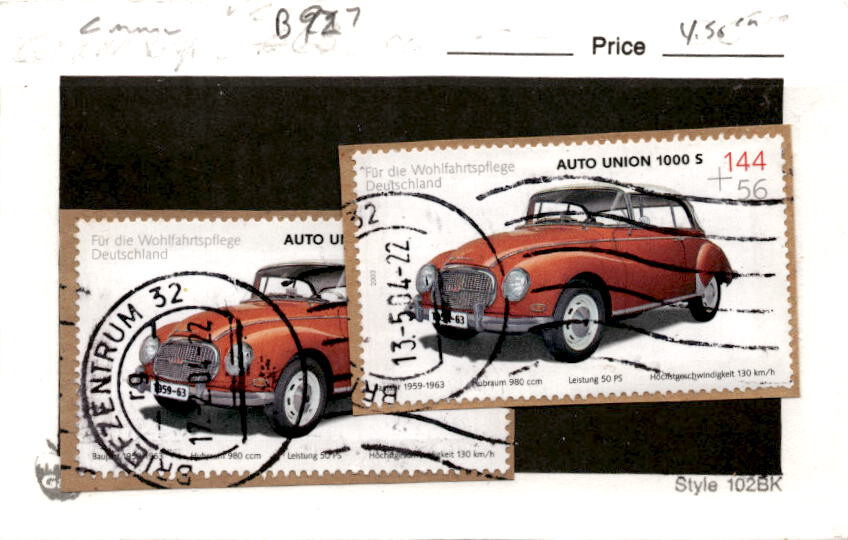 Germany, Postage Stamp, #B927 (2 Ea) Used, 2003 Automobile (AE)