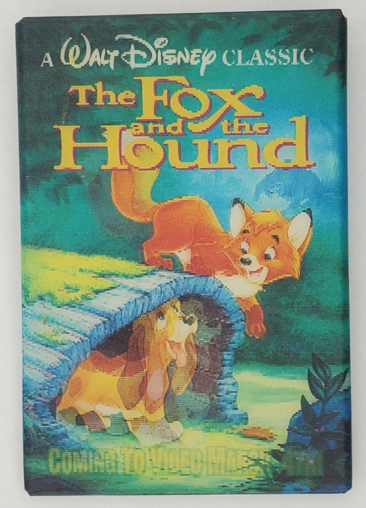 Vintage 1994 Disneys Fox And The Hound Lenticular Rectangular Pinback Button