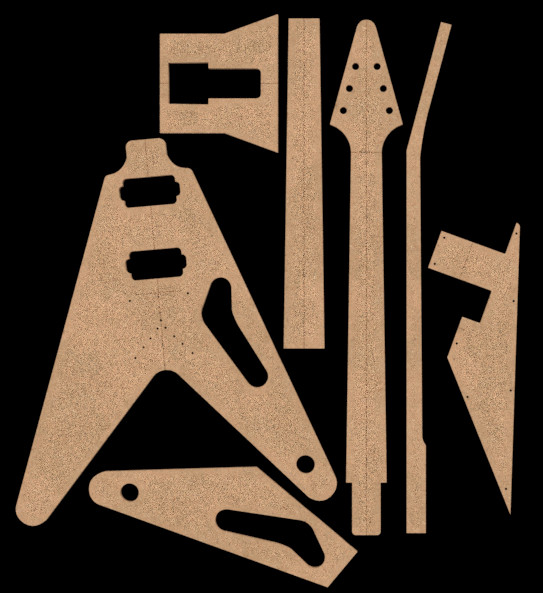 Flying V '58 24.75" Scale Full Template Set 0.50" MDF