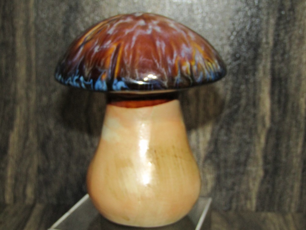Whimsical Glaze Top Ceramic Mushroom Toadstool Terracotta Decor Pottery 5"