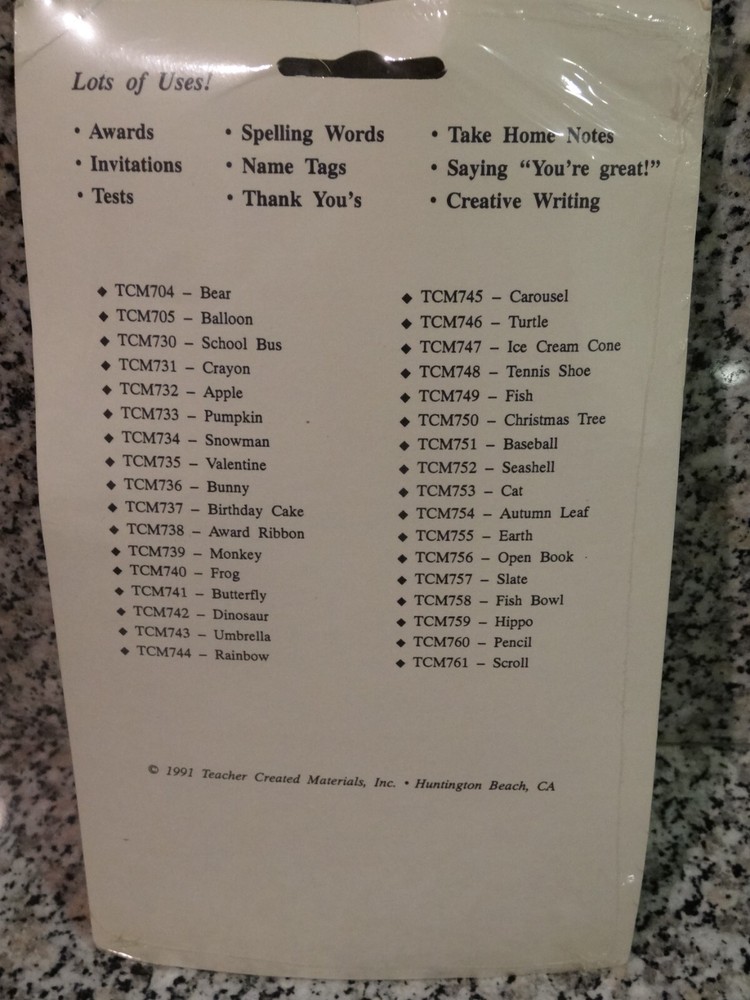 Teacher Created Materials 3 Different Note Pads-Birthday Cake, Seashell, & Bus