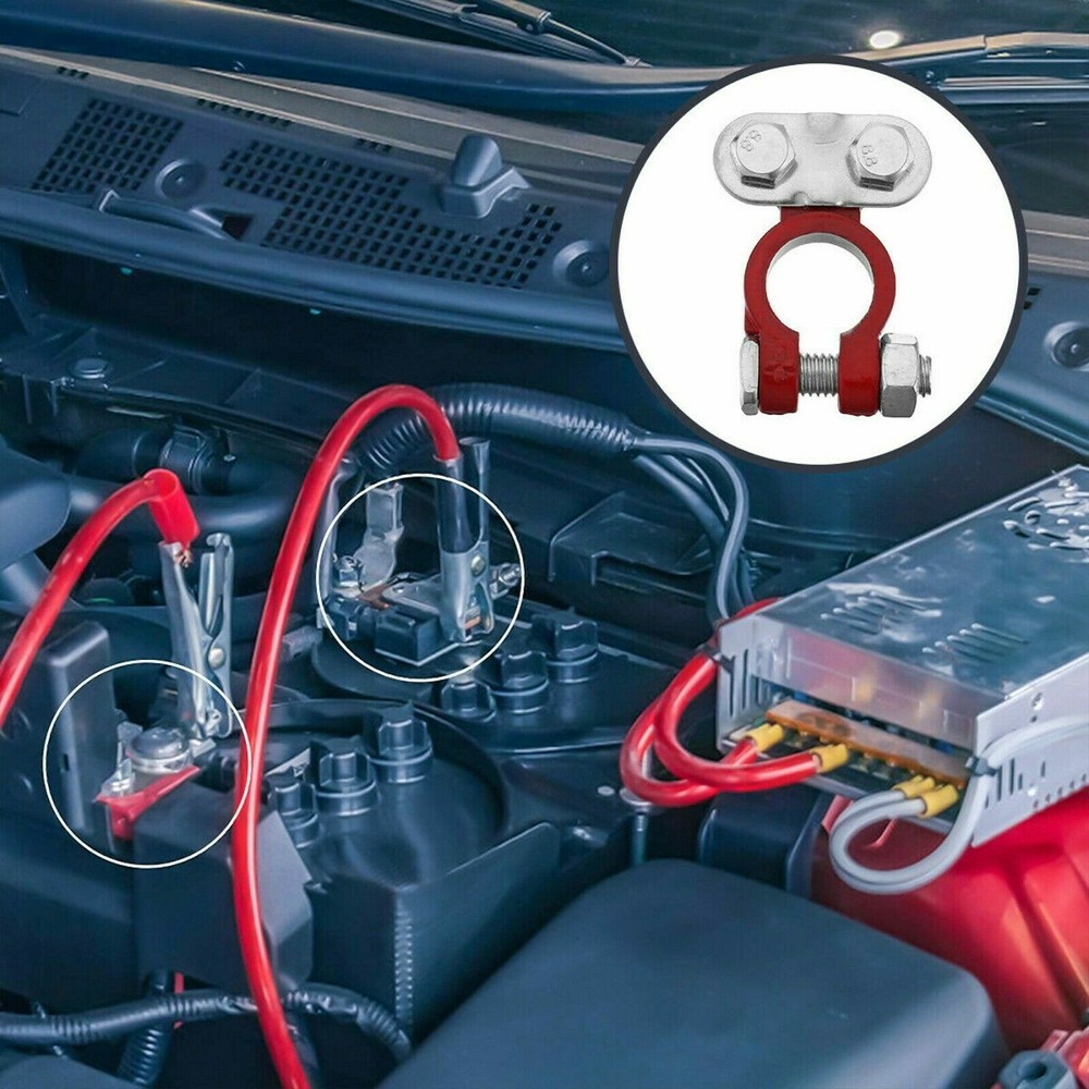 2 Car Battery Terminal Connector Top Post Positive Negative Heavy Duty Universal