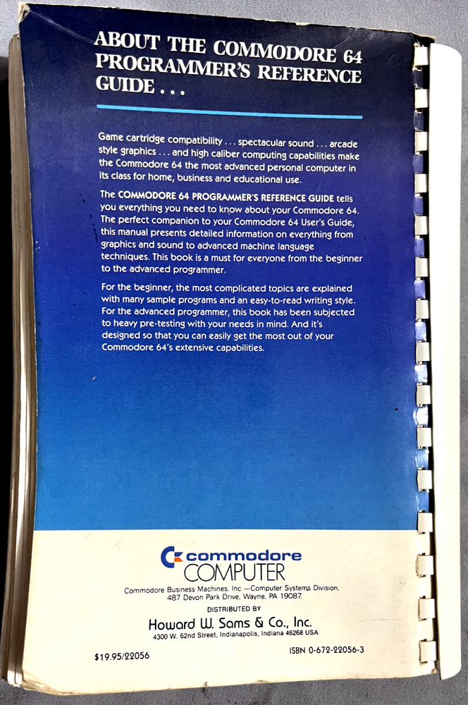 Commodore 64 Programmers Reference Guide CBM 1984 used worn a bit