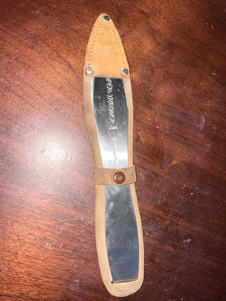 VINTAGE SUPER THROWER KNIFE WITH LEATHER HOLDER