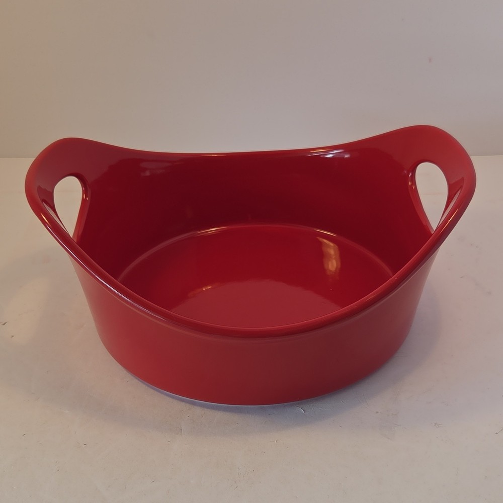 Rachael Ray 1.5 Quart Red Round Ceramic Baking Dish Oven Microwave Safe