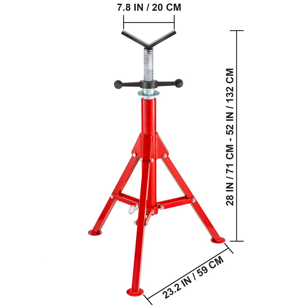 V Head Pipe Stand Adjustable Height 28-52 Inch, Pipe Jack Stands 2500 LB