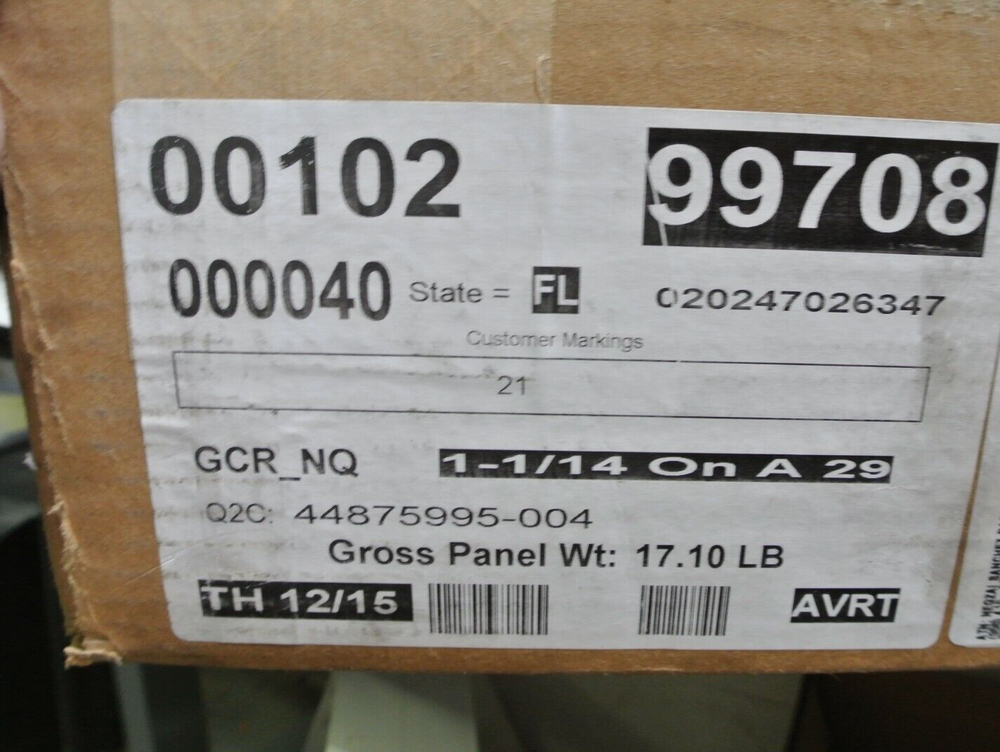 Square D Panel Box 120/240V 1Ph 3W 60Hz 100A