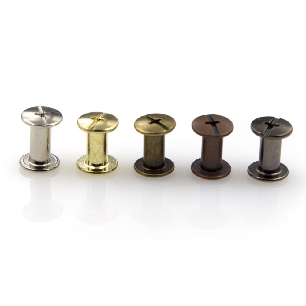 75 Sets Chicago Screws Assorted Kit 5 Color Leather Rivets Screw Rivets Flat ...