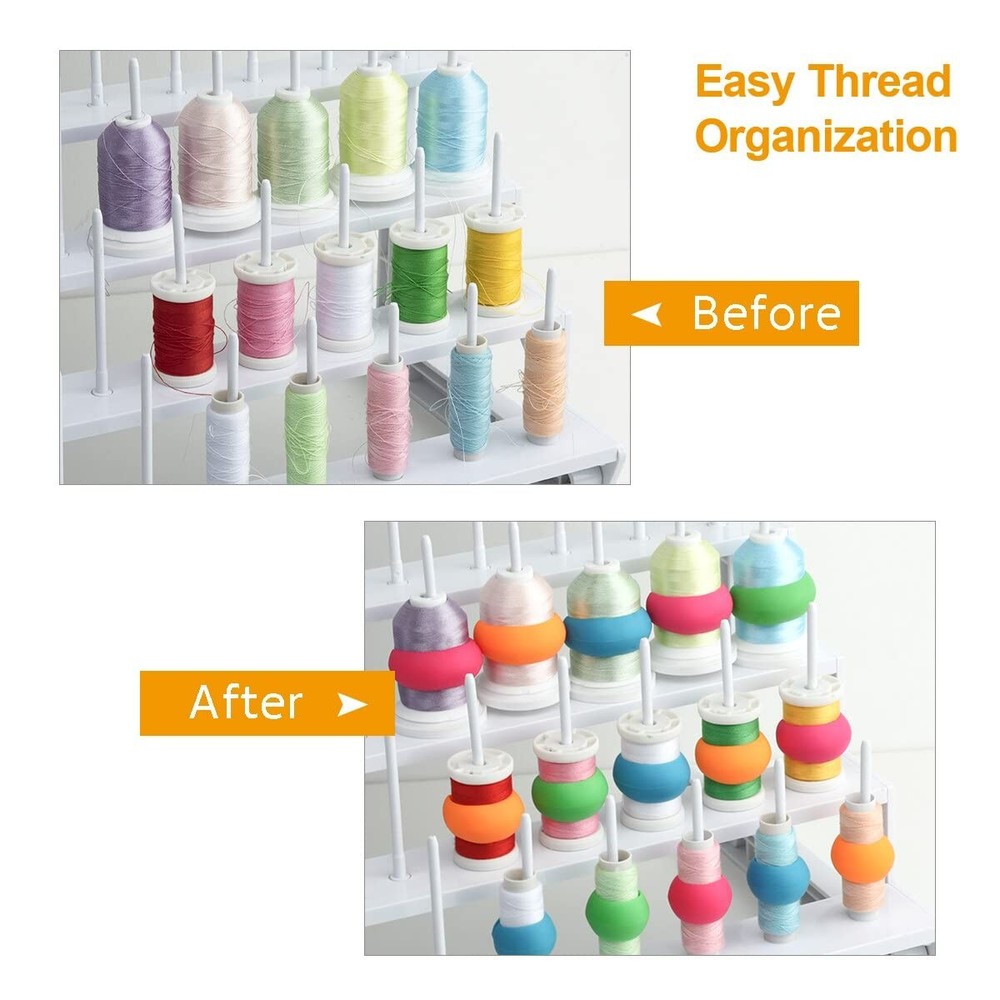 100 PCS Silicone Thread Spool Savers Huggers Reusable Bands Sewing MiniKing