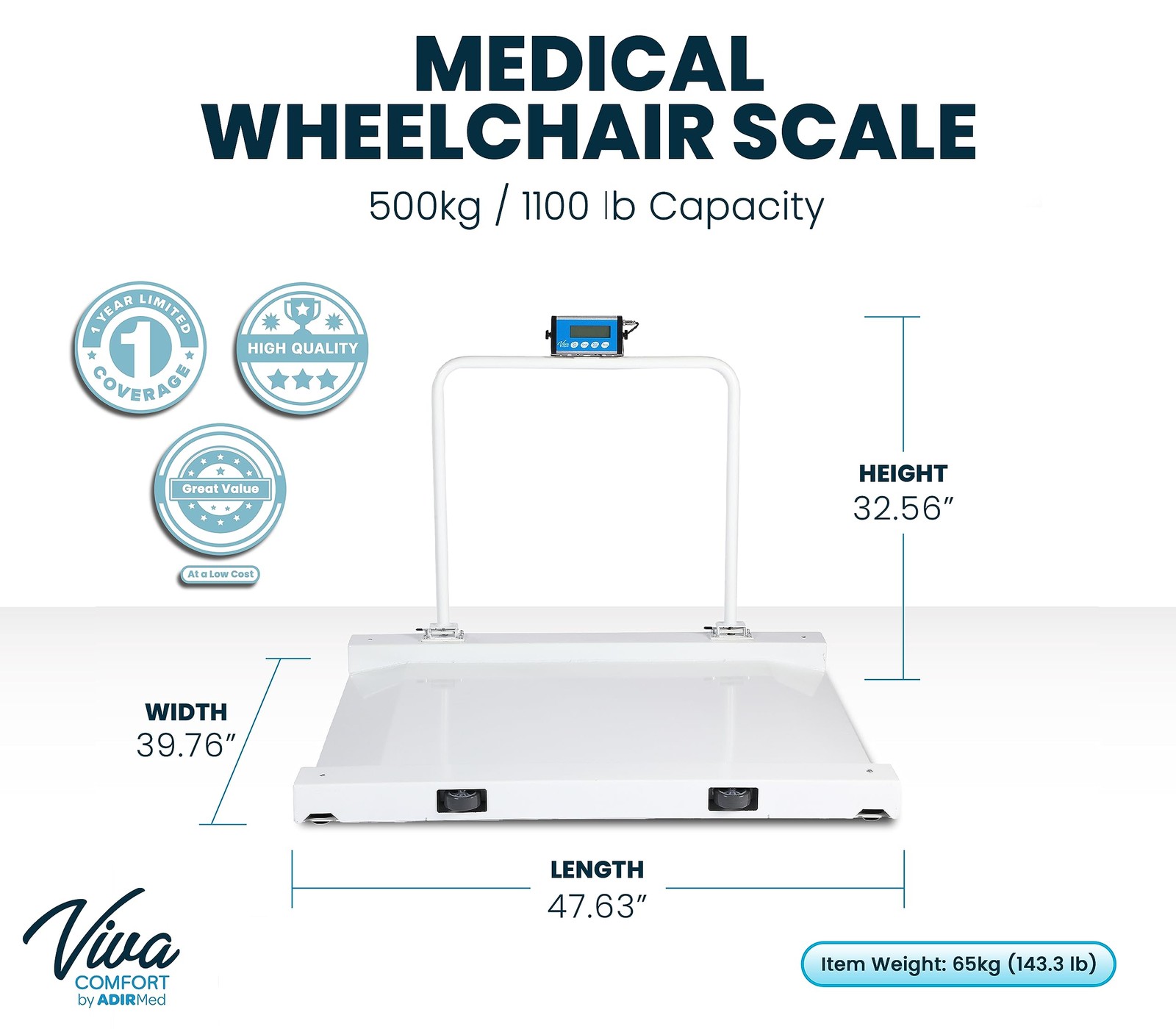 VivaComfort Wheelchair Scale Bariatric Wheelchair Scale with Ramp,1100 lb/500 Kg