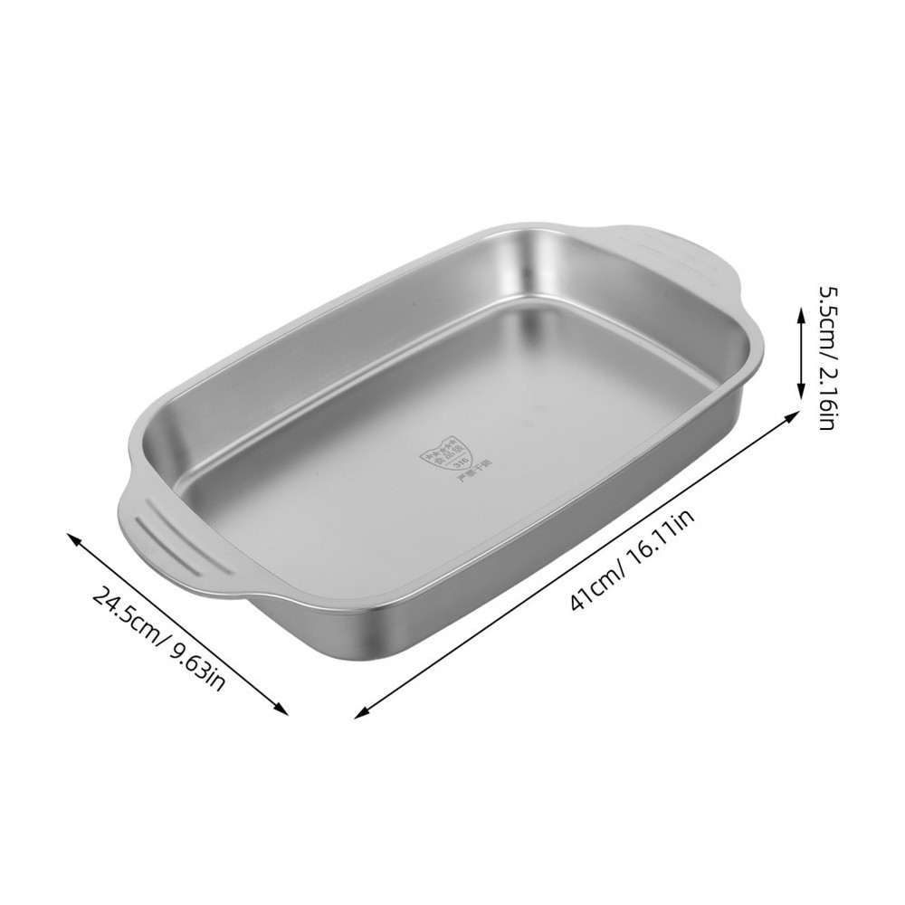 Stainless Steel Rectangular Roasting Pan - 316L Nonstick Baking Tray - Lasagna