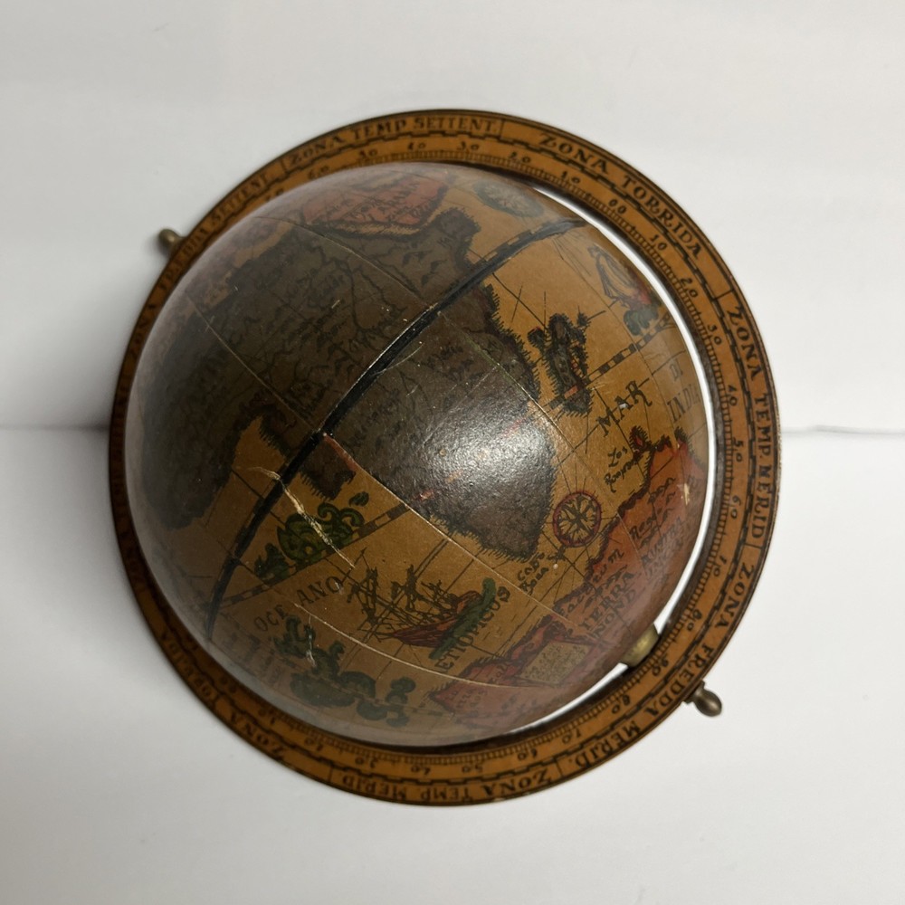 Vintage Wooden Globe Table Top