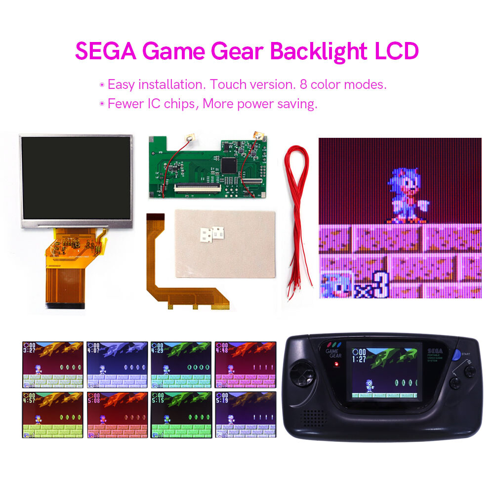 Touch Version Backlight High Light Brightness LCD Screen Kit For SEGA Game Gear