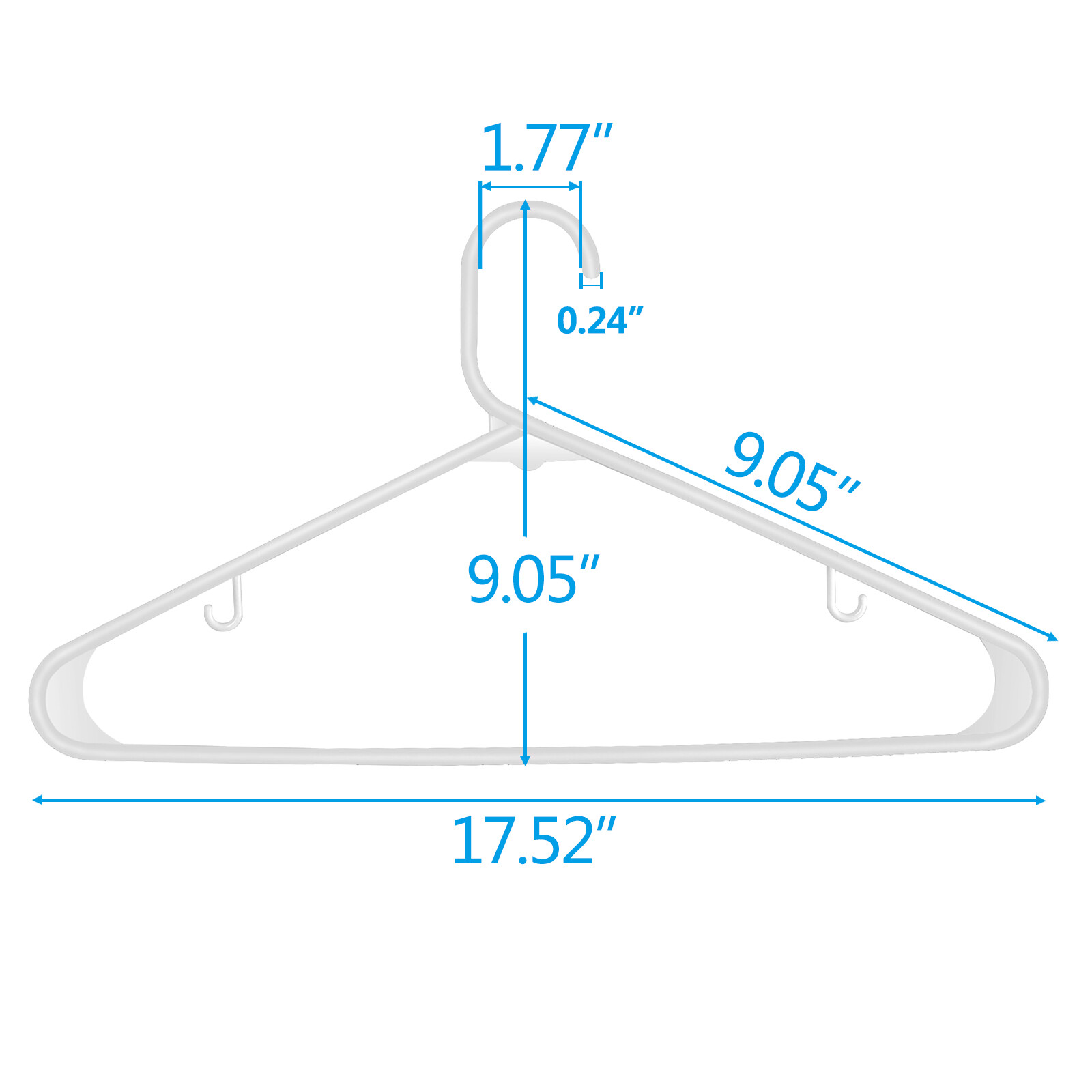 100 Pack Plastic Hangers Standard Thick Clothes Hangers with Double Hooks White