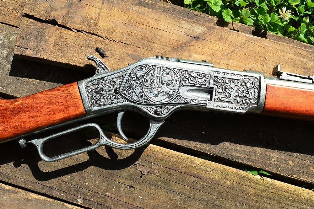 Winchester M1873 Engraved Lever Action Rifle - 1873 - Wild West - Denix Replica