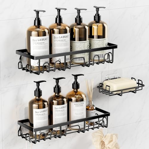Shower Caddy Pack Shower Shelves for Inside Bathroom, Rustproof 3 Black