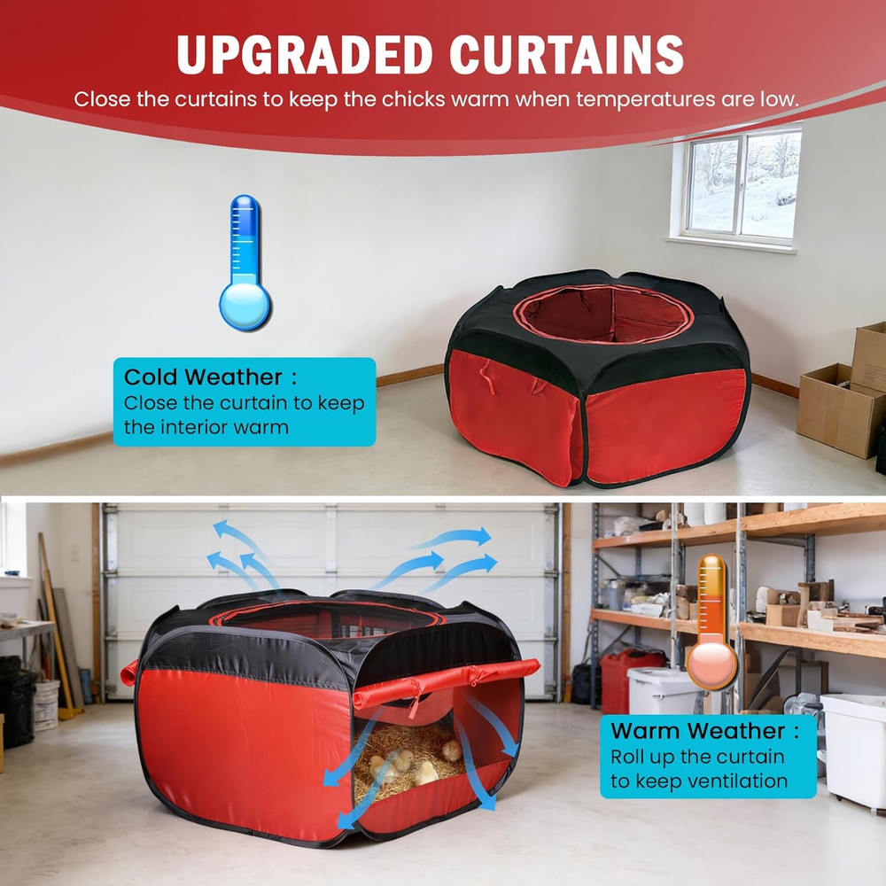 Chicken Brooder Box for Chick Starter Kit Upgrade Three-Sided Mesh Window Broode