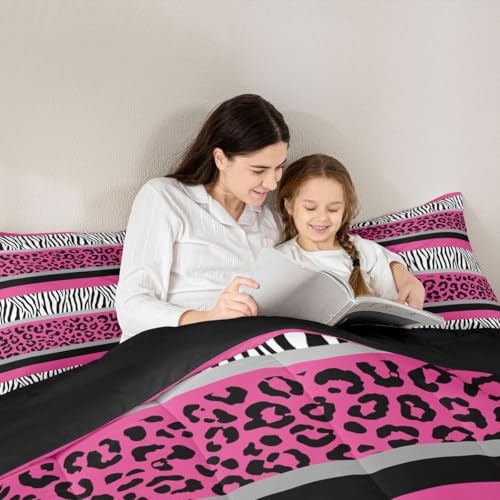 Zebra Stripes Comforter Leopard Print Comforter Set For Kids Queen Multi 1033