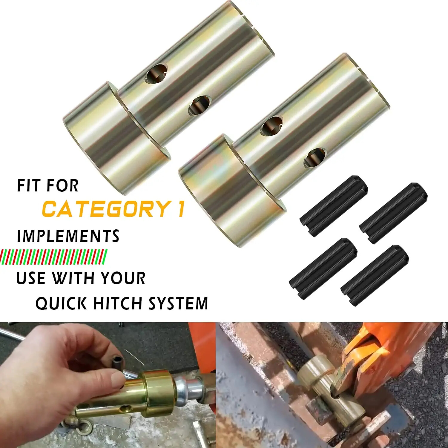 2 Pairs of Cat 1 Quick Hitch Adapter Bushings Set for Category 1 Quick Hitch
