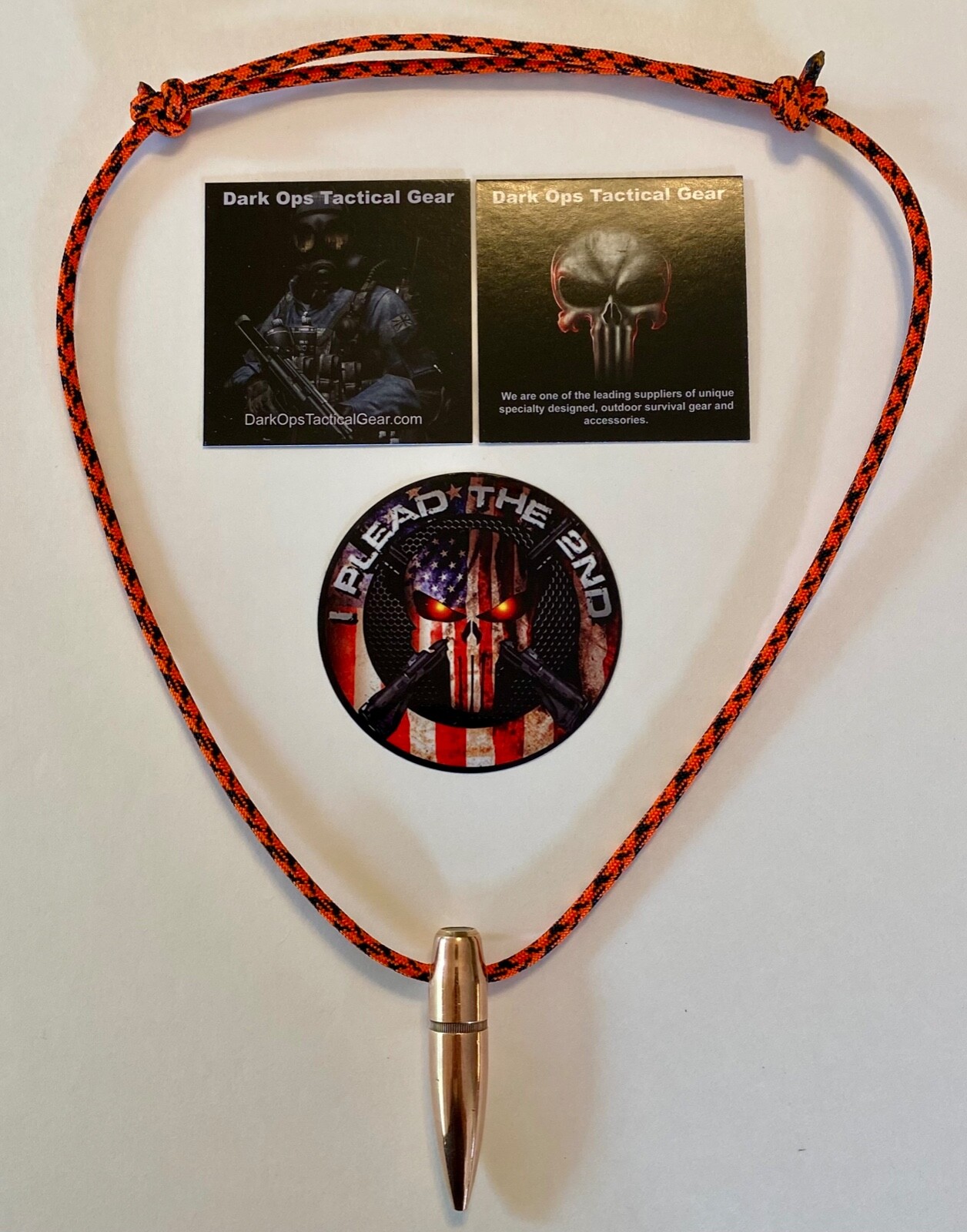 Paracord .50 Cal Sniper HOG TOOTH  ...Necklace ...+ 1 Decal  ...  Orange/ Black